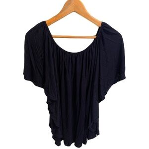 Storm & Marie Navy Blue Off-the-Shoulder Ruffle Top XL
